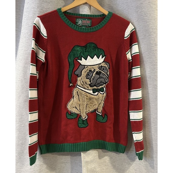 Ugly Christmas‎ Women's Pug Sweater Size Medium - Picture 1 of 6